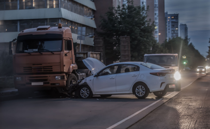 Semi Truck and small car accident