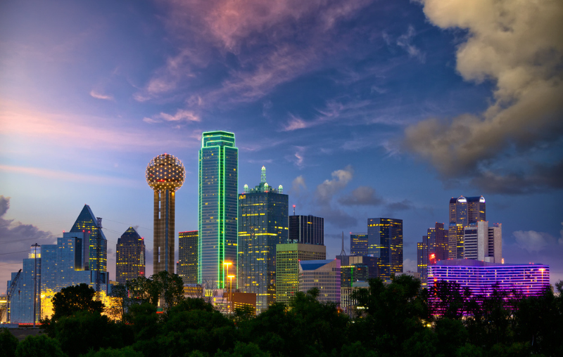 Dallas City skyline at twilight, Texas, USA
