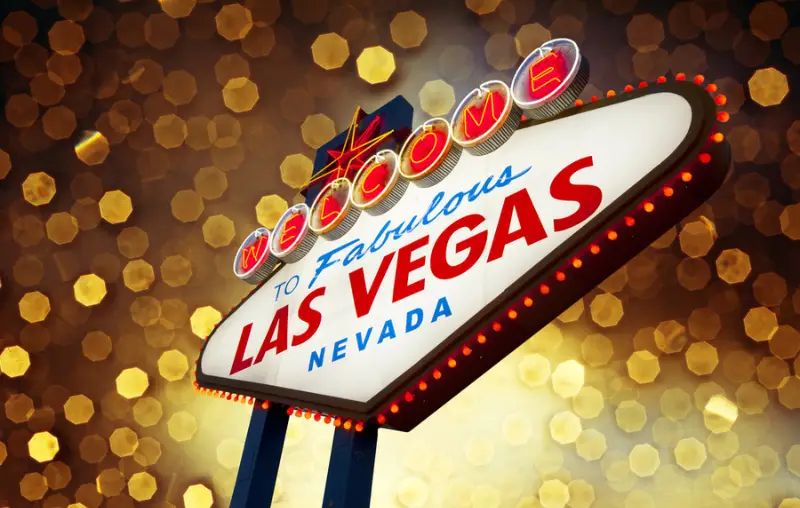 Welcome To Las Vegas neon sign at night