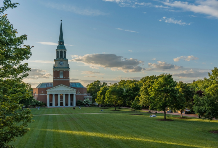 Winston-Salem, NC - May 2, 2023: Wait Chapel at Wake Forest college campus
