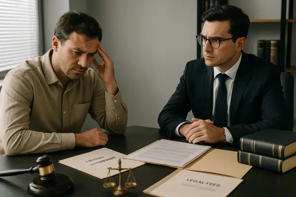Concerned Client Meeting with Lawyer Over Legal Fees