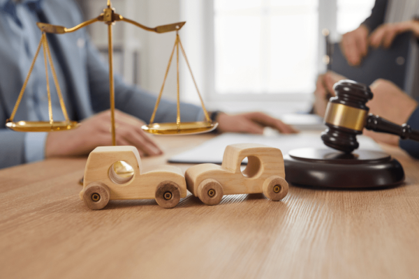 A personal injury attorney in North Carolina discusses a car accident claim with a client at a law office