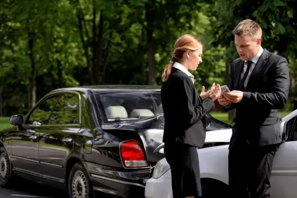 Insurance adjuster explaining how do you negotiate a higher settlement in a car accident to accident victim
