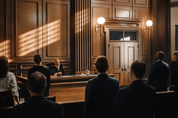 How often should you expect to hear from a lawyer in a personal injury case - attorney communicating with clients in courtroom