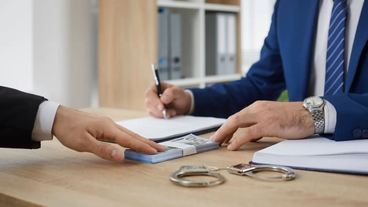 Lawyer and client discussing how long do most accident settlements take during settlement negotiation with cash payment and legal documents