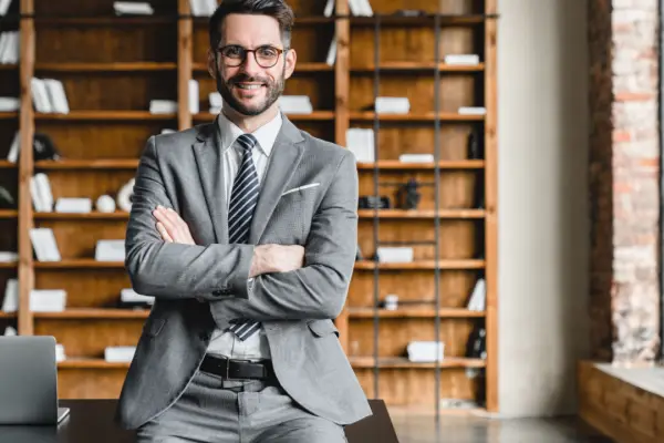 Professional motorcycle accident lawyer in office ready to help with hiring a motorcycle accident lawyer consultation