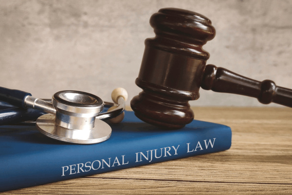 Judge's gavel and medical stethoscope on personal injury law book representing what are the chances of winning a personal injury lawsuit