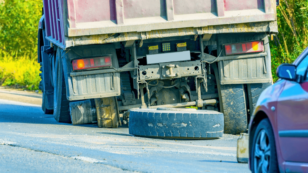 Truck accident case timeline begins at scene with overturned commercial vehicle and passenger car on roadway